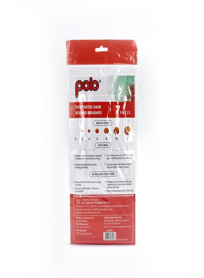 polo Synthetic Hair Round Paint Brush Set - 7 Piece Collection | Professional Artist Brushes for Acrylic, Watercolor, Oil Painting | Fine Detail, Roun - Image 2